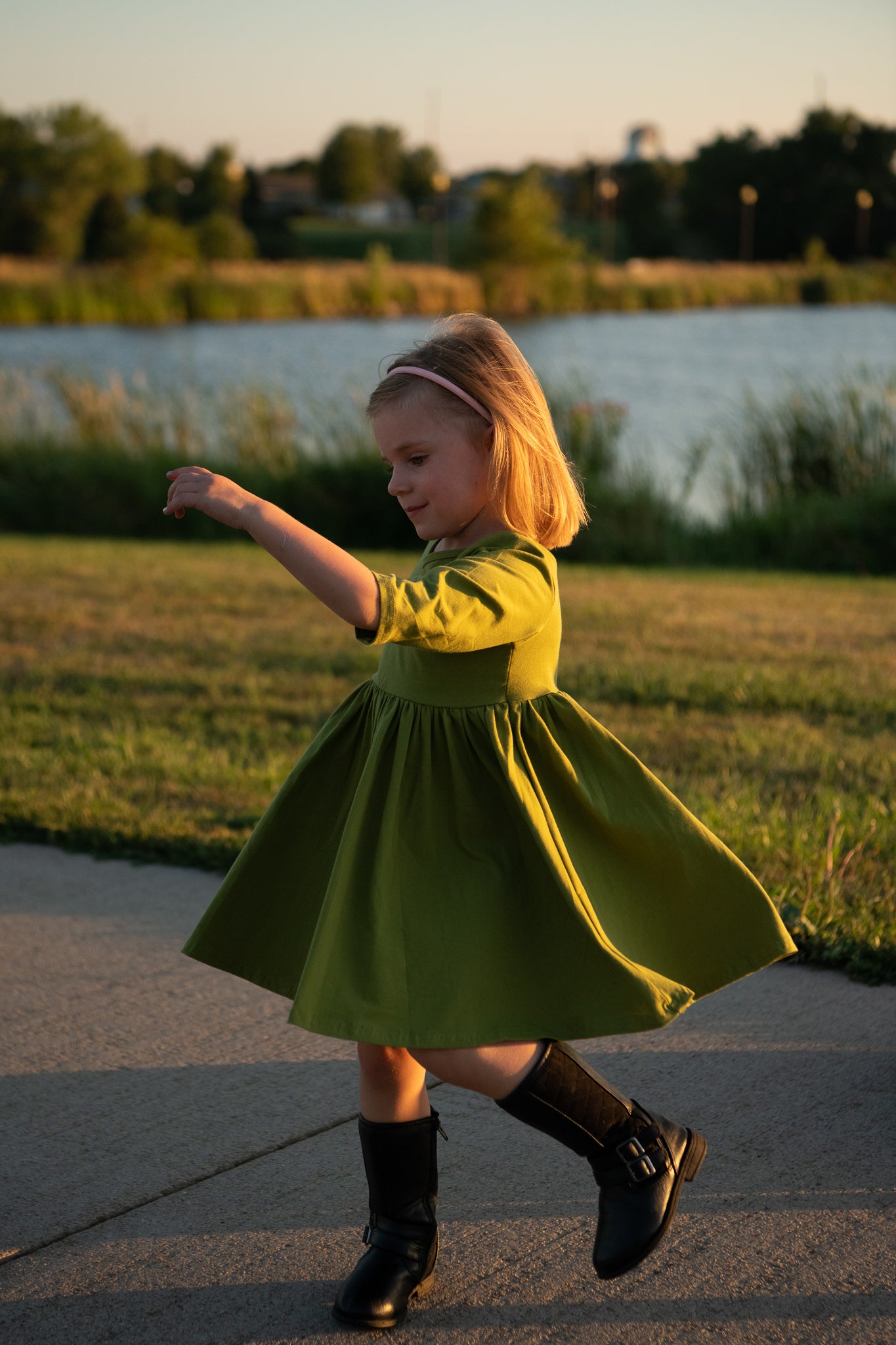 Toddler Cotton Twirl Dress with 3/4 Sleeves: Classic, Cozy, Comfort for Everyday Adventures.
