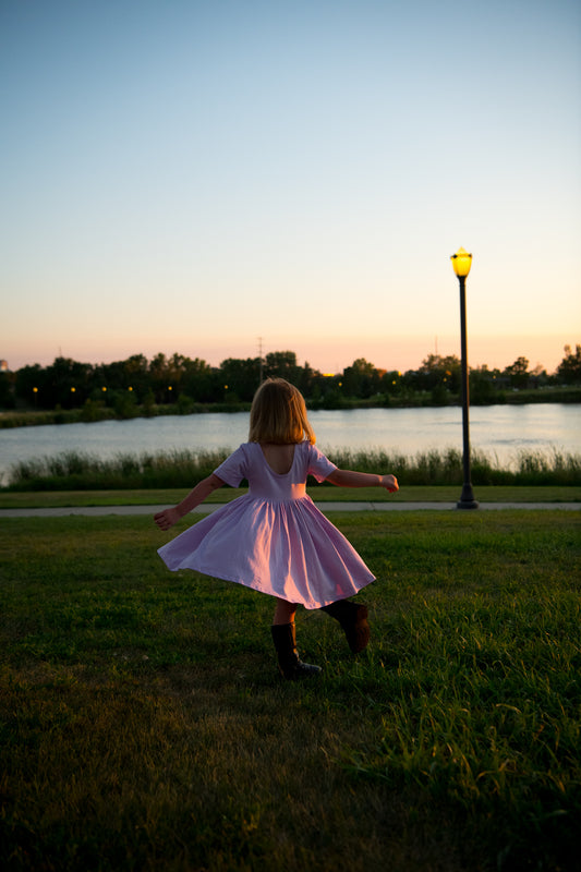 Toddler Cotton Twirl Dress with Short Sleeves: Classic, Cozy, Comfort for Everyday Adventures.